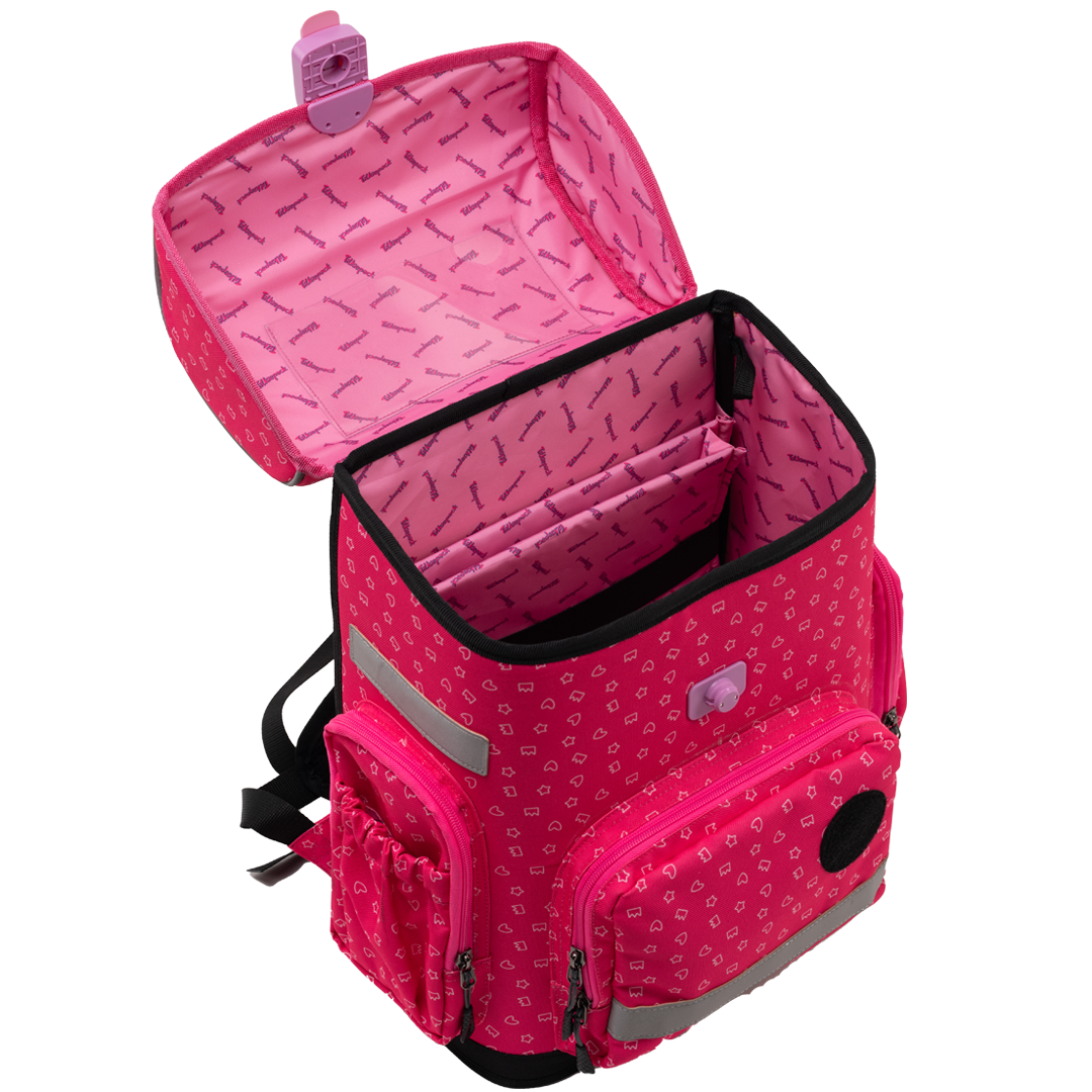 Red ergonomic backpack - Sweet Doodles  opened
