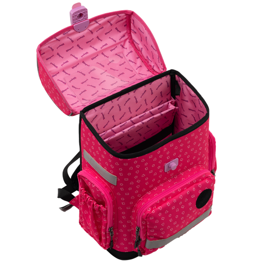 Red ergonomic backpack - Sweet Doodles  opened